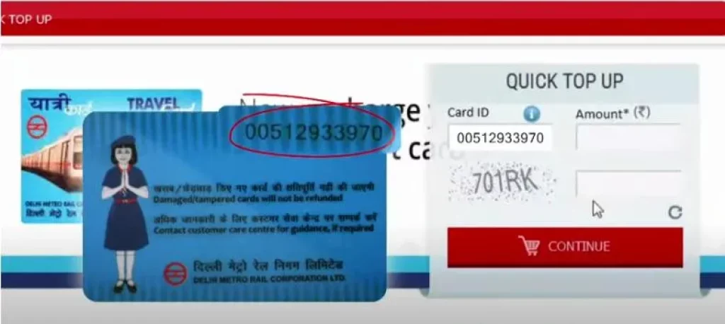 Delhi Metro Card Recharge Through Official Website
